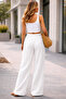 White Linen Look Elastic Waist Palazzo Trousers - 2