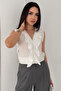 Women's Ruffle Detailed Sleeveless Blouse V-Neck Stylish Blouse - 2