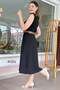 Padded Belted Midi Dress Comfortable Fit - 3