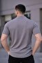 Men's Waffle Fabric Short Sleeve Button down Open Collar Regular Fit Shirt - Gray - 3