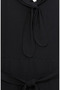Scarf Collar Half Button Belted Dress 2262-01 Black - 4