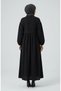 Muslin Fabric Bow Detailed Hijab Dress 2272-02 Black - 3