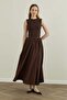 Gathered Poplin Skirt Brown - 5