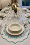 6 Pieces Turquoise Blue Embroidered American Service-Supla Set - 2