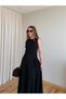 Black Dress with Waist Shawl Detail - 3421 - 4