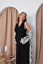 Black Lace Design Strappy Cotton Maternity Nightgown-2-Piece Set - 4