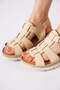 Resye 3-Strap Genuine Leather Orthopedic Women's Sandals Beige Skin - 4