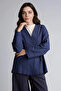 H0278Axnv31 Navy Blue Regular Fit Linen Blend Long Sleeve Tunic - 3