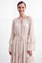 Batwing Sleeve Ruffle Detail Dress - Beige Beige - 2