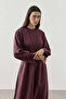 Linen Pleated Zipper Dress in Plum - 3