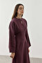 Linen Pleated Zipper Dress in Plum - 7