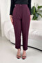 Elastic Waist Crepe Trousers - Claret Red - 4