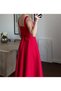 Square Collar Midi Women's Dress Red - 2