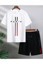 Dikey Paris Printed Men's Premium Oversize Top and Bottom Set T-Shirt and Shorts Set