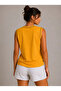 Contrast Piping Sleeveless Athlete T-Shirt with Crew Neck Summer Basic Athlete T-Shirt - Yellow - 3