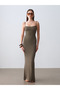91671 Modal Blend Strappy Long Dress-Khaki