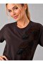 Women's Crew Neck Embroidered Detail Lycra Combed Cotton Blouse 26071 - 2