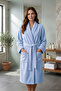 Shawl Collar Women's Bathrobe |   Soft Textured Belted Pocket Bag