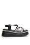 26Y446 Women's Stoned Flat Sandals Black - 2