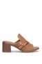D26Yt-6005 Women's Genuine Leather Heeled Slippers Tan - 2