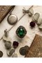 Bronze Vintage Women's Ring Authentic Copper Jewelry Green Stone Zircon Inlaid Oval Sultans Adjustable - 6