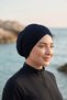 Three-Striped Crossed Outer Cap - Ready-To-Wear Turban Hijab Pool Swimmer Sports Cap - Navy Blue - 5