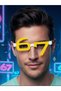 Cyberpunk 67 Number Design Glasses - Futuristic Entertainment, Party, Cosplay, and Concert Glasses Yellow - White