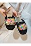 Closed Front Pearl Detailed Wicker Knitted Outdoor House Slippers