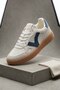 Women's White Navy Blue Leather Sneaker - Thick Soled Casual Daily Shoes - 4