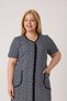 Women's Plus Size 100% Cotton Combed Fabric Zippered Summer Dress / Navy-White 4099 - 7