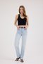 Women's Light Blue Snow Wash Straight Fit Jean Pants – High Waist Lycra Long Length Denim - 5