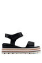 Women's Genuine Leather Black Flat Sandals