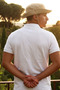 Men's Buttoned Loose White Polo Collar T-Shirt - 6
