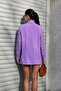 Women's Lilac Oversize Single Button Jacket with Lace Padded Sides Arm-26Y001068 - 3