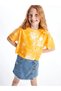 Girl's Crew Neck Printed Short Sleeve Crop T-Shirt