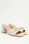 Cream Chain Detailed Thick Heeled Slippers - 3