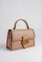 Logo Detailed Printed Women's Small Size Hand and Shoulder Bag Mink - 3