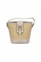 Original Straw Cream Bucket Model Gold Buckle Detailed Women's Hand and Shoulder Bag