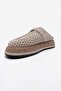 Vone Beige Suede Genuine Leather Belted Closed Toe Women's Slippers - 6