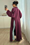 Burgundy Slit Design Abaya - 8515 - 2