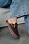 Cossa Women's Closed-Front Rope Detailed Suede Slippers Brown