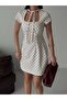Scarf Detailed Polka Dot Mini Dress