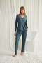 Buttoned Pajama Set with Lace Collar, Shoulder and Leg - 5