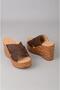 Seç 4022 Genuine Leather Padded Heel Slippers (Heel Height: 10 Cm, Platform: 3.5 cm) Brown Suede - 5