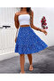 Women's Elastic Waist Layered Flared Skirt Viscose Cotton Fabric Boyy 55 cm - 5