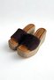 Brown Genuine Leather Wedge Heel Women's Slippers Sl339 - 2