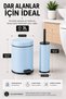 Pedal Trash Can 3 Liter Inner Bucket with Lid Toilet Brush Bathroom Set Blue - Titan 7103 - 3