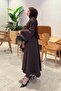 Belt Detailed Blouse-Skirt Set Brown - 2