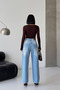Women's Wide Leg Ice Blue Baggy Jeans - 2
