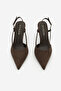 Women's Stiletto Pointed Toe Open Back Ankle Strap Classic Heeled Shoes Tandor Brown Suede - 5
